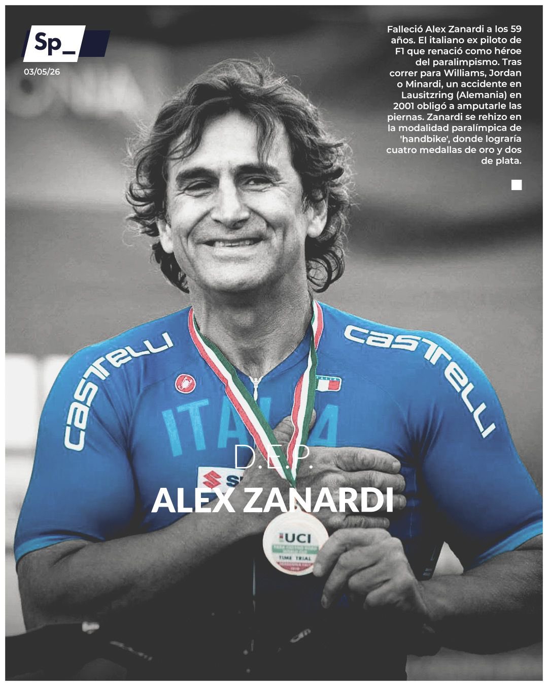 Fallece el mito Alex Zanardi a los 59 años