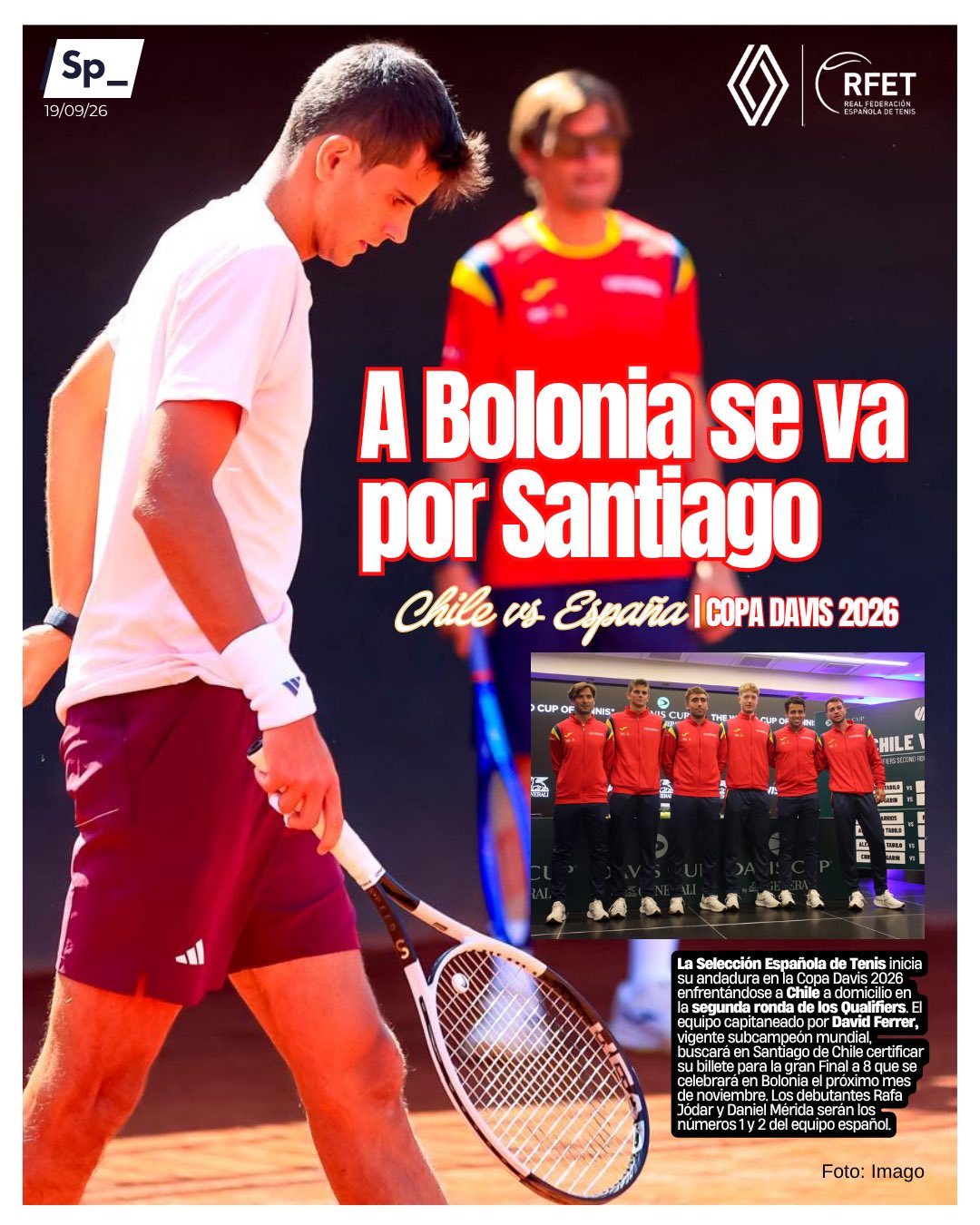 Copa Davis; a Bolonia se va por Santiago